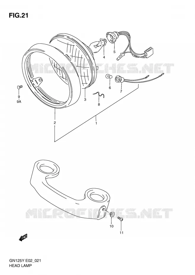 PHARE (MODELE V/W/X/Y/K1 E2,E71,P9) Suzuki MOTO 125 GN 2000  GN125EY(E2)