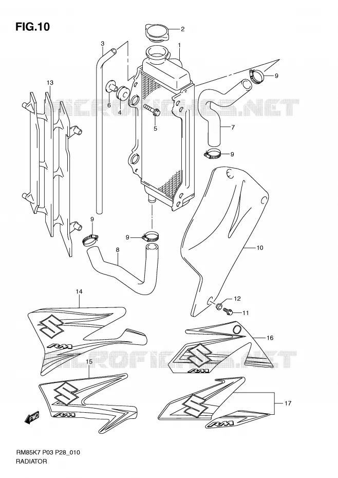 RADIATEUR Suzuki MOTO 85 RM 2007  RM85LK7(P3/P28)