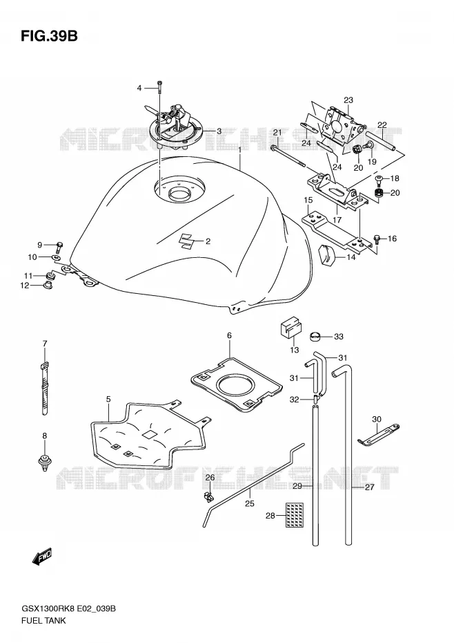 RESERVOIR D'ESSENCE (MODEL L0) Suzuki MOTO 1300 HAYABUSA 2010  GSX1300RL0(E2)