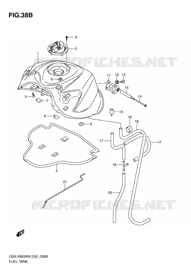 RESERVOIR D'ESSENCE (MODEL L0) Suzuki MOTO 600 GSX-R 2008  GSX-R600U3K8(E2)