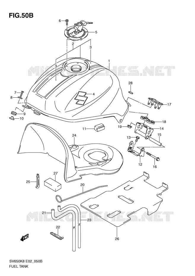 RESERVOIR D'ESSENCE (MODEL L0) Suzuki MOTO 650 SV 2009  SV650SAK9(E2)