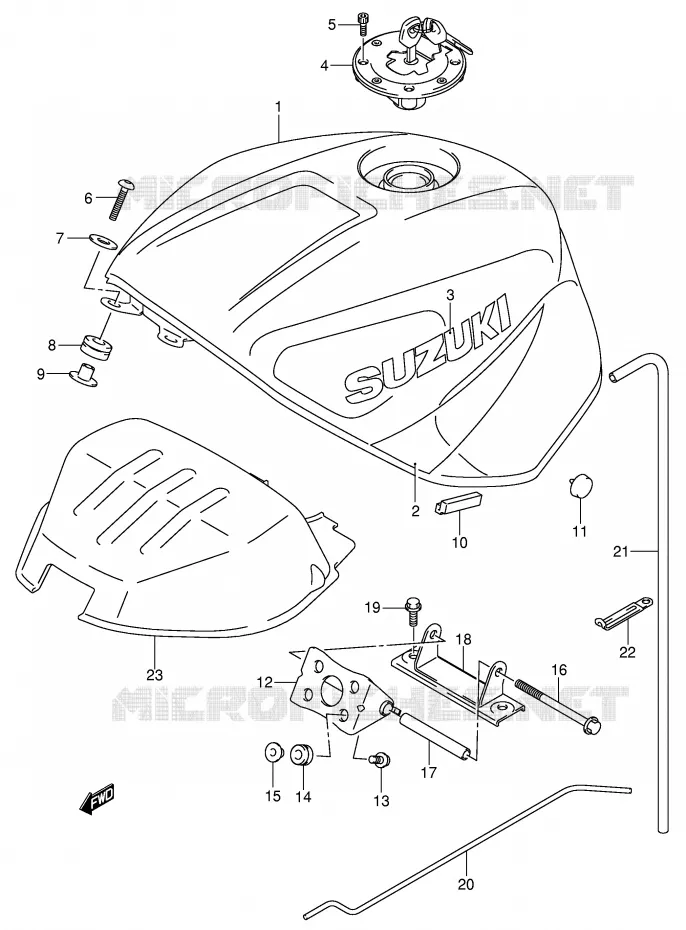 RESERVOIR D'ESSENCE (MODELE K1) Suzuki MOTO 750 GSX-R 2001  GSX-R750K1(E2)