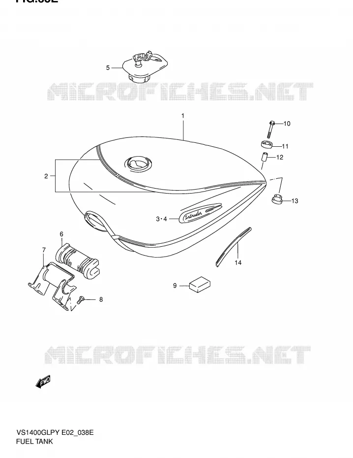 RESERVOIR D'ESSENCE (MODELE K2) Suzuki MOTO 1400 INTRUDER 1999  VS1400GLPX(E2)