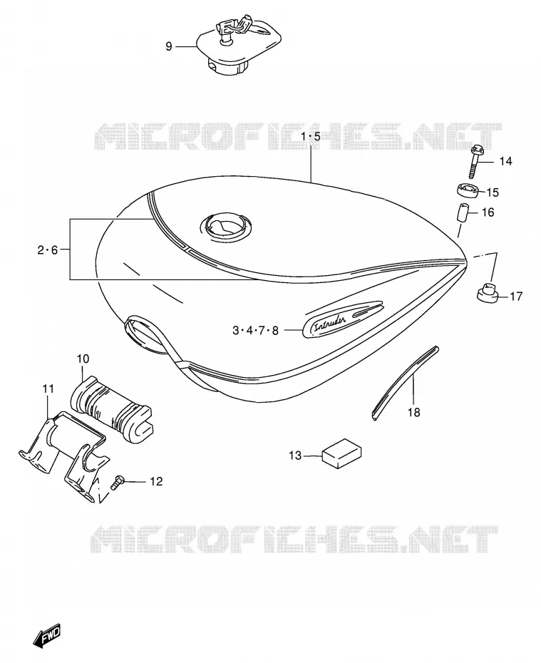 RESERVOIR D'ESSENCE (MODELE Y) Suzuki MOTO 1400 INTRUDER 1999  VS1400GLPX(E2)