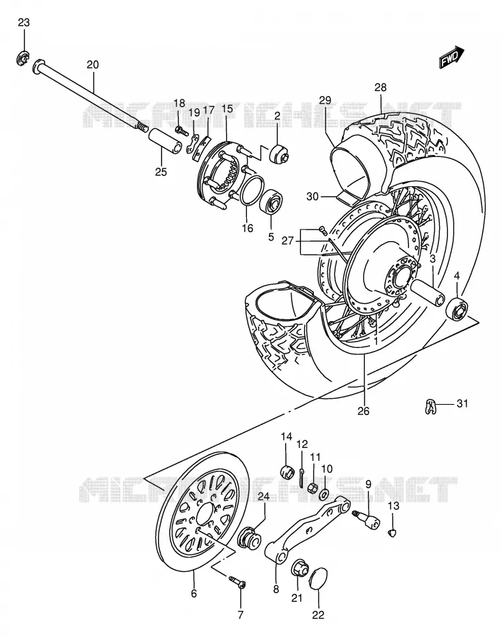 ROUE ARRIERE Suzuki MOTO 1400 INTRUDER 1996  VS1400GLPT(E2)