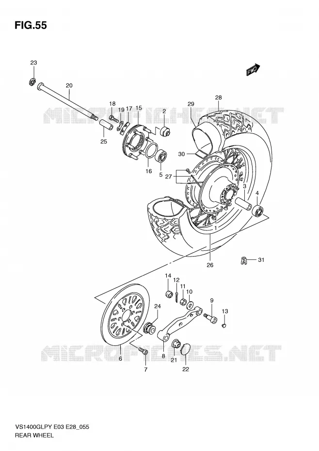 ROUE ARRIERE Suzuki MOTO 1400 INTRUDER 1999  VS1400GLPX(E3/E28)