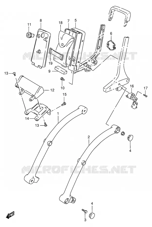 SUPPORT ARRIERE (MODELE T/V/W/X/Y/K1) Suzuki MOTO 1400 INTRUDER 2000  VS1400GLPY(E2)