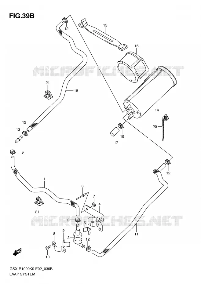 SYSTÈME DE RECYCLAGE VAPEURS CARBURANT (E14) Suzuki MOTO 1000 GSX-R 2009  GSX-R1000UFK9(E2)