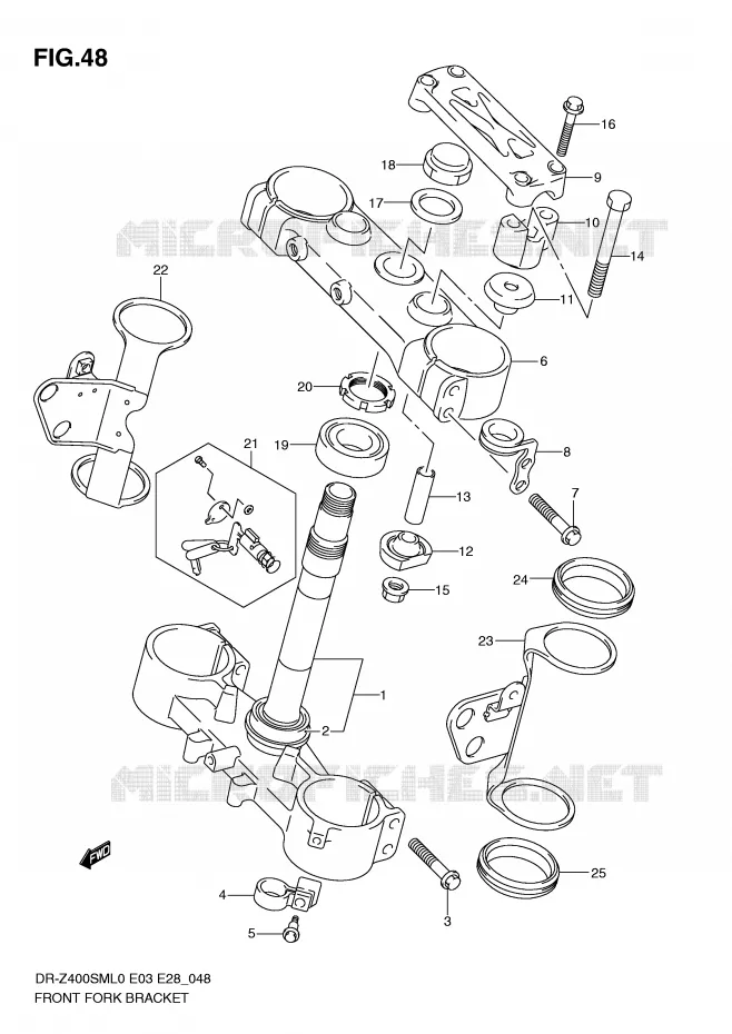 TE DE FOURCHE Suzuki MOTO 400 DR-Z 2010  DR-Z400SML0(E3/E28)