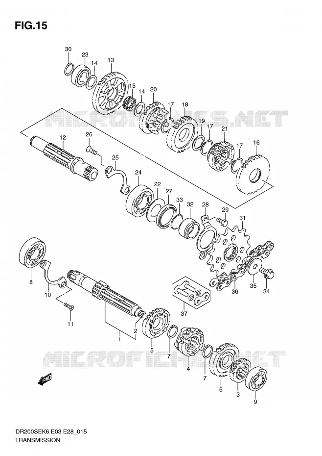 TRANSMISSION Suzuki MOTO 200 DR 2007  DR200SEK7(E3/E28)