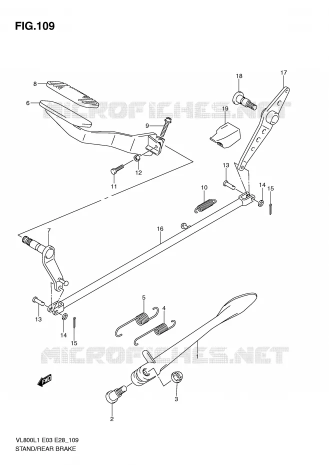 BEQUILLE - PEDALE DE FREIN ARRIERE Suzuki MOTO 800 VOLUSIA 2011  VL800TL1(E3/E28)