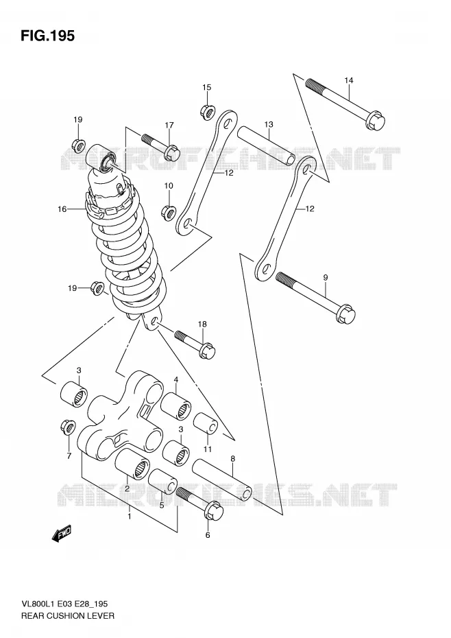 BIELLETTE DE SUSPENSION ARRIERE (VL800L1 E3) Suzuki MOTO 800 VOLUSIA 2011  VL800CL1(E3/E28)
