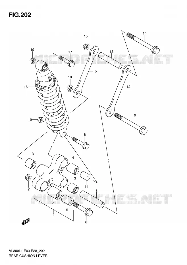 BIELLETTE DE SUSPENSION ARRIERE (VL800TL1 E28) Suzuki MOTO 800 VOLUSIA 2011  VL800L1(E3/E28)