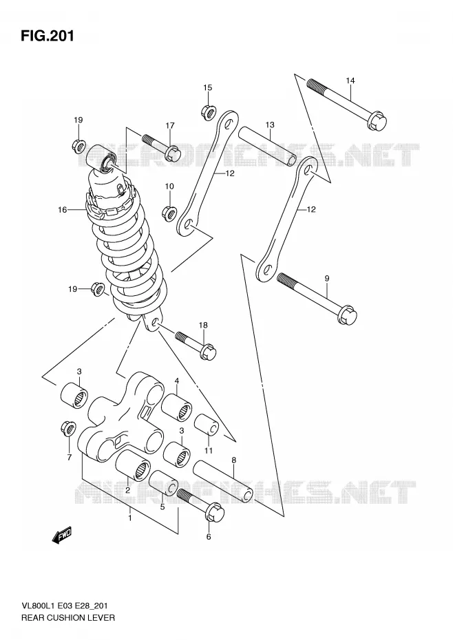 BIELLETTE DE SUSPENSION ARRIERE (VL800TL1 E3) Suzuki MOTO 800 VOLUSIA 2011  VL800TL1(E3/E28)