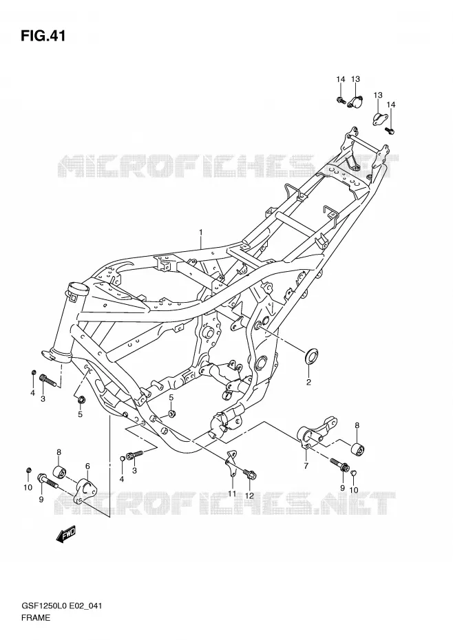CADRE Suzuki MOTO 1250 BANDIT 2010  GSF1250AL0(E2)