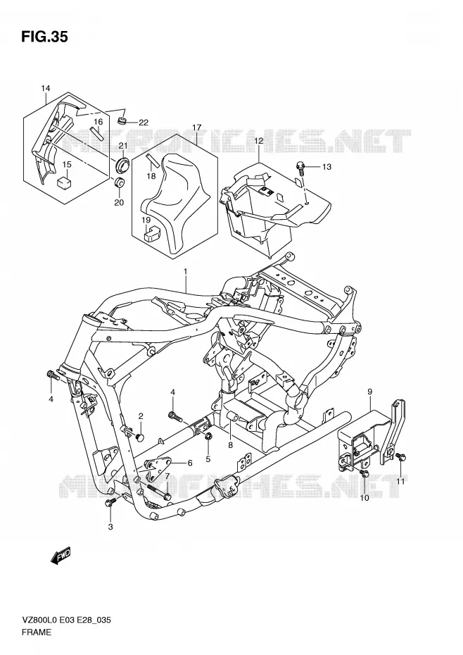 CADRE Suzuki MOTO 800 MARAUDER 2010  VZ800L0(E3/E28)