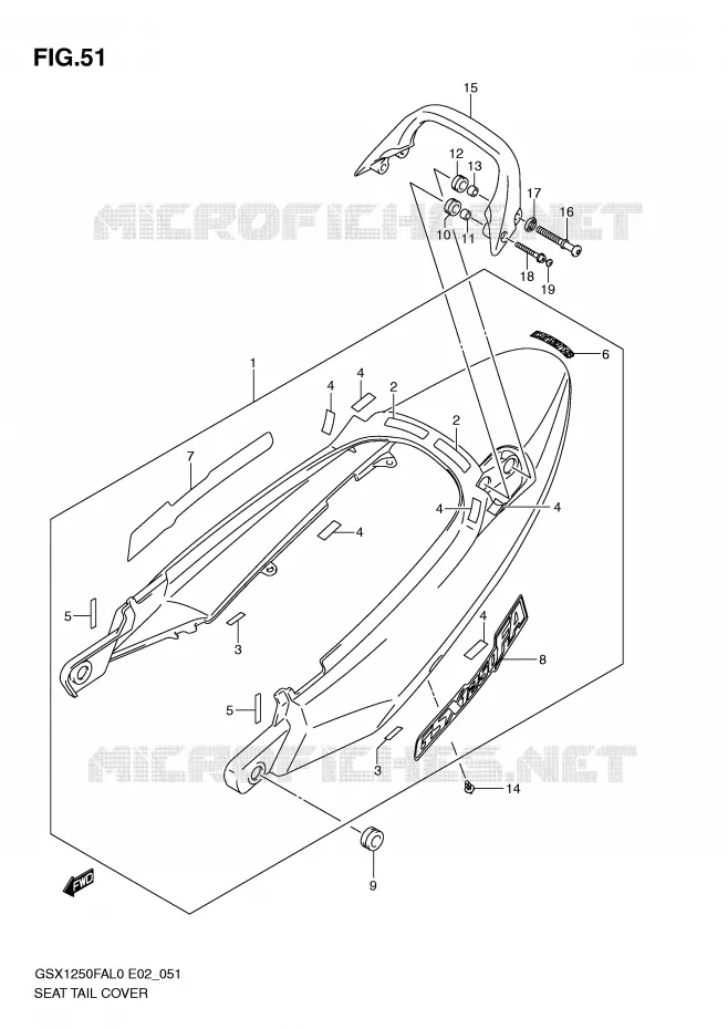 CARENAGE ARRIERE - CAPOT DE SELLE Suzuki MOTO 1250 GSX-F 2010  GSX1250FAL0(E2)