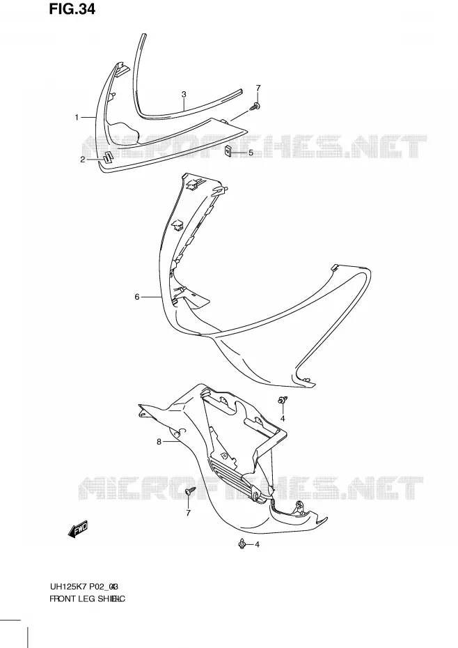CARENAGE AVANT (MODEL K7) Suzuki SCOOTER 125 BURGMAN 2008  UH125K8(P2)