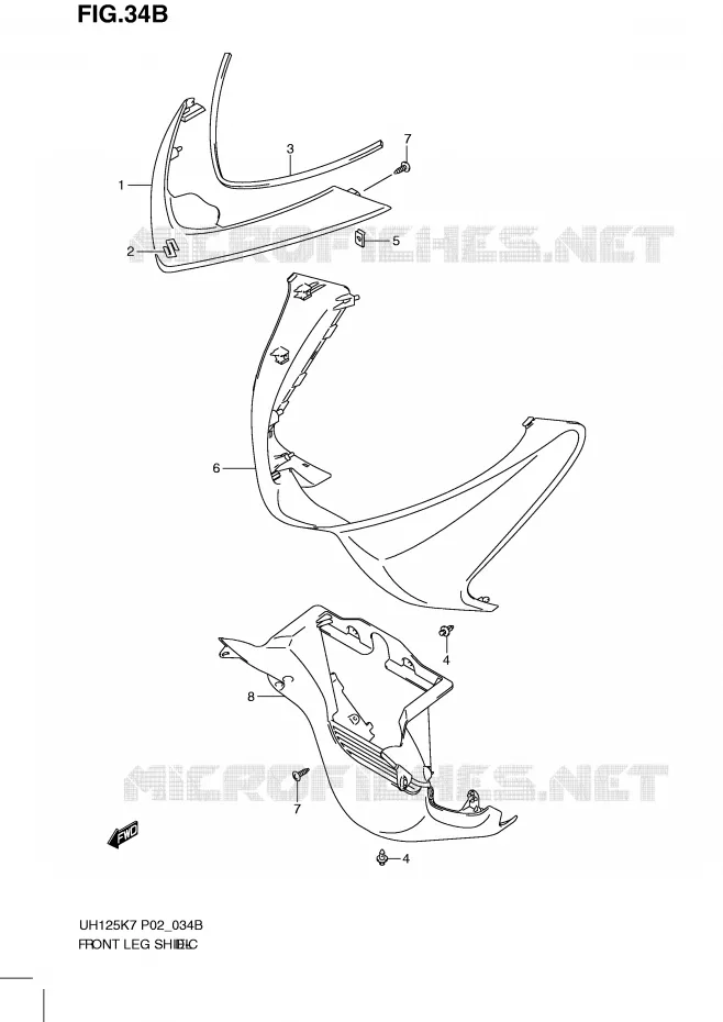 CARENAGE AVANT (MODEL K9) Suzuki SCOOTER 125 BURGMAN 2010  UH125GL0(P2)
