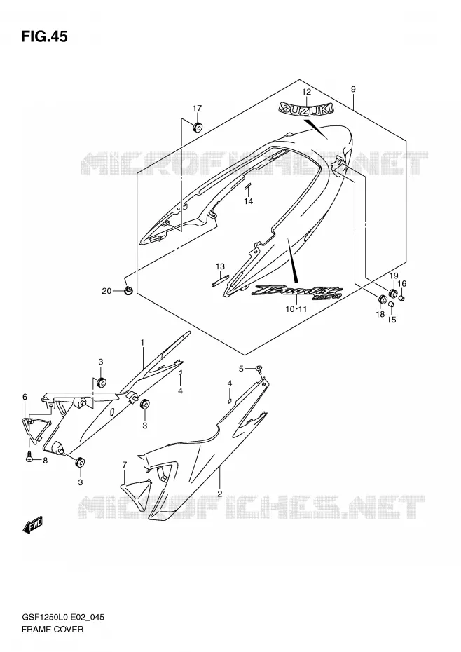 CARENAGES ARRIERE Suzuki MOTO 1250 BANDIT 2010  GSF1250AL0(E2)