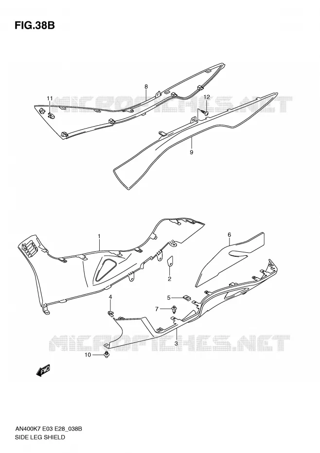 CARENAGES INFERIEURS (MODEL L0) Suzuki SCOOTER 400 BURGMAN 2010  AN400L0(E3/E28)