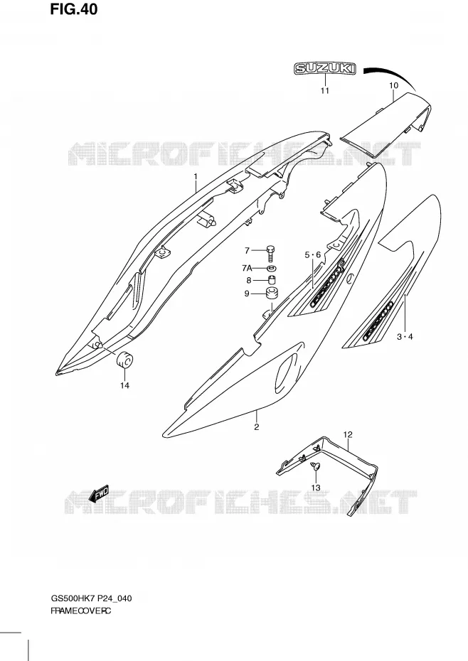 CARENAGES (MODEL K7) Suzuki MOTO 500 GS-F 2010  GS500FHL0(P24)