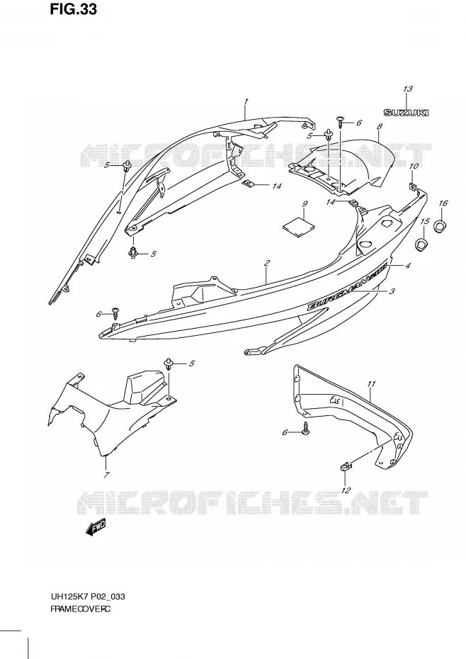 CARENAGES (MODEL K7) Suzuki SCOOTER 125 BURGMAN 2012  UH125GL0(P2)