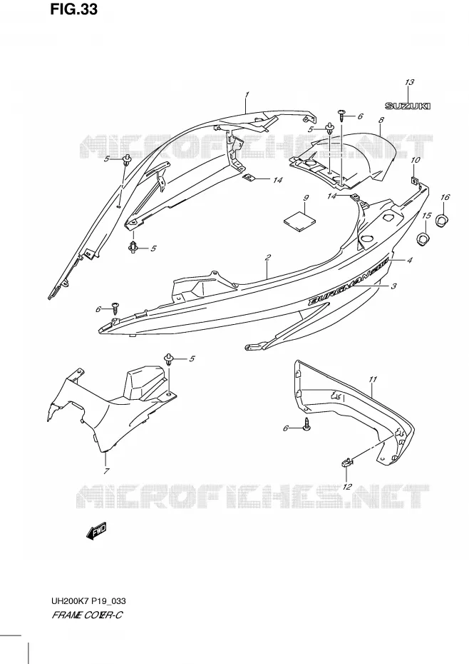 CARENAGES (MODEL K7) Suzuki SCOOTER 200 BURGMAN 2009  UH200GK9(P19)