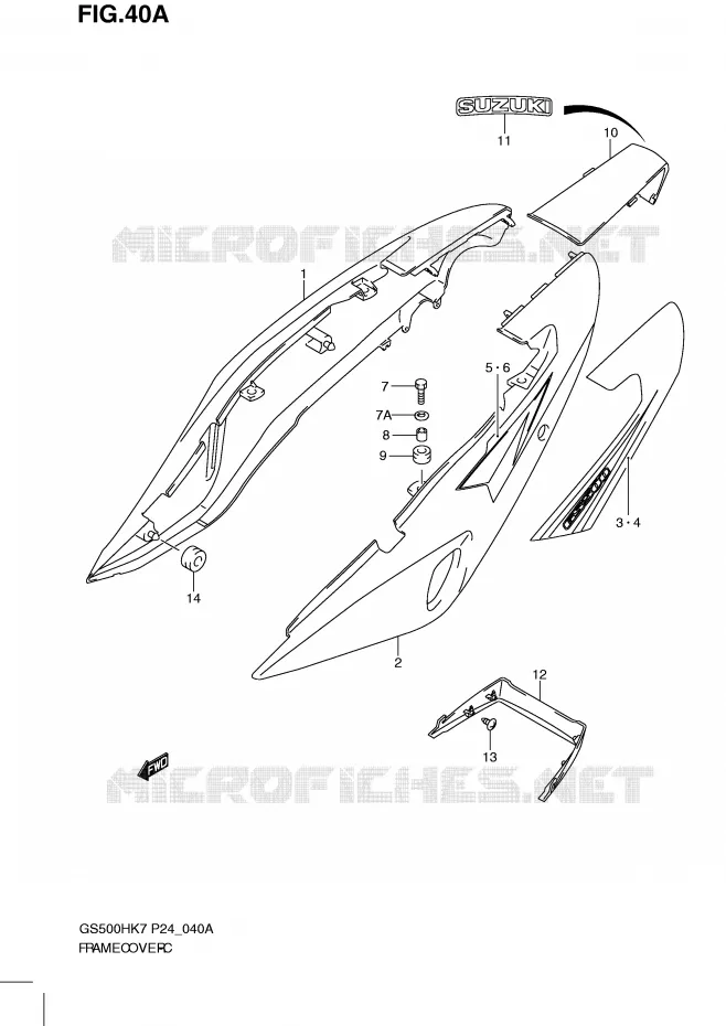 CARENAGES (MODEL K8) Suzuki MOTO 500 GS-F 2007  GS500FHK7(P24)
