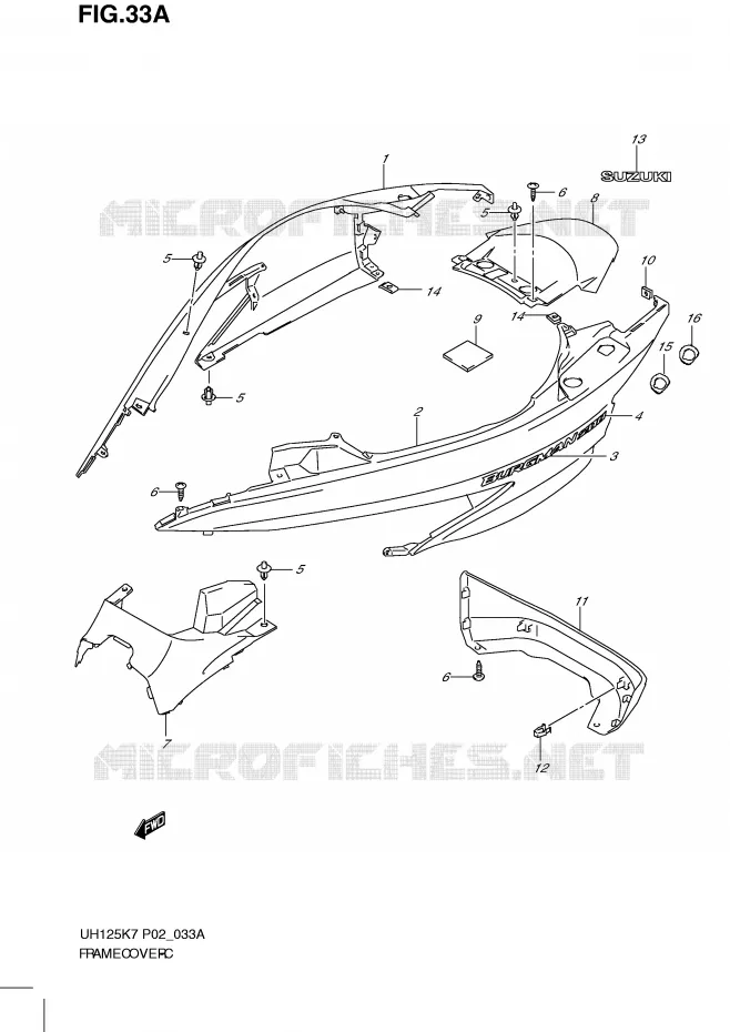 CARENAGES (MODEL K8) Suzuki SCOOTER 125 BURGMAN 2009  UH125GK9(P2)