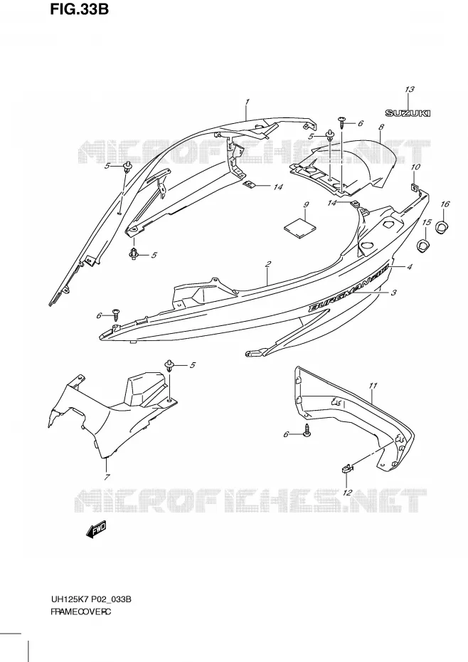 CARENAGES (MODEL K9) Suzuki SCOOTER 125 BURGMAN 2008  UH125GK8(P2)