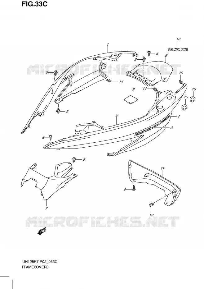CARENAGES (MODEL L0) Suzuki SCOOTER 125 BURGMAN 2009  UH125GK9(P2)