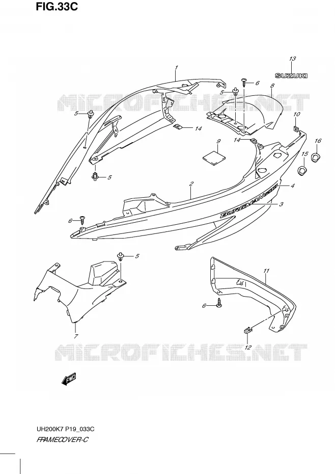 CARENAGES (MODEL L0) Suzuki SCOOTER 200 BURGMAN 2008  UH200GK8(P19)