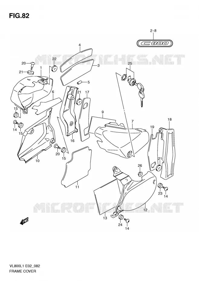 CARENAGES (VL800L1 E19) Suzuki MOTO 800 VOLUSIA 2011  VL800CUEL1(E2)