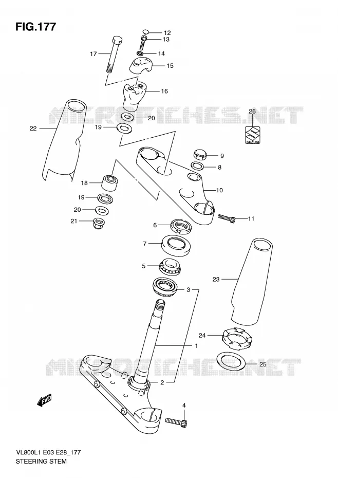 COLONNE DE DIRECTION (VL800CL1 E3) Suzuki MOTO 800 VOLUSIA 2011  VL800TL1(E3/E28)