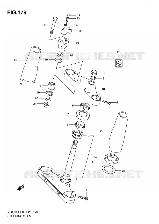 COLONNE DE DIRECTION (VL800CL1 E33) Suzuki MOTO 800 VOLUSIA 2011  VL800CL1(E3/E28)