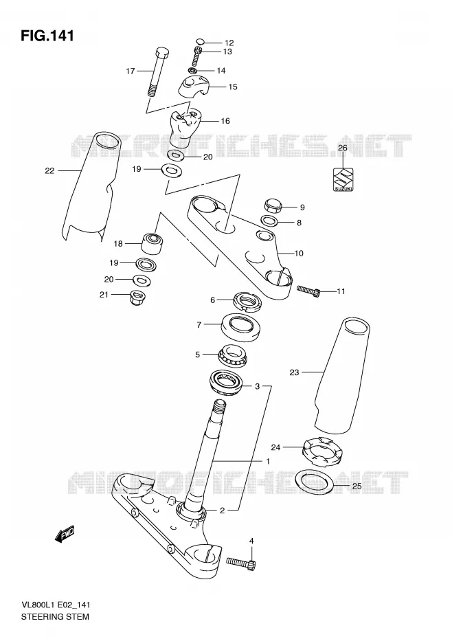 COLONNE DE DIRECTION (VL800L1 E24) Suzuki MOTO 800 VOLUSIA 2011  VL800CUEL1(E2)