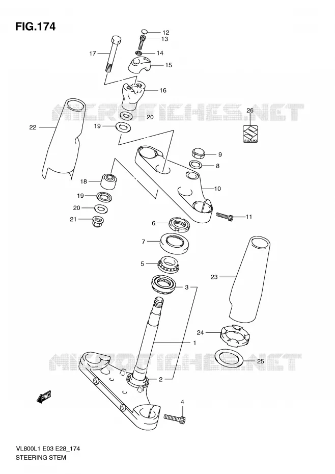 COLONNE DE DIRECTION (VL800L1 E3) Suzuki MOTO 800 VOLUSIA 2011  VL800CL1(E3/E28)