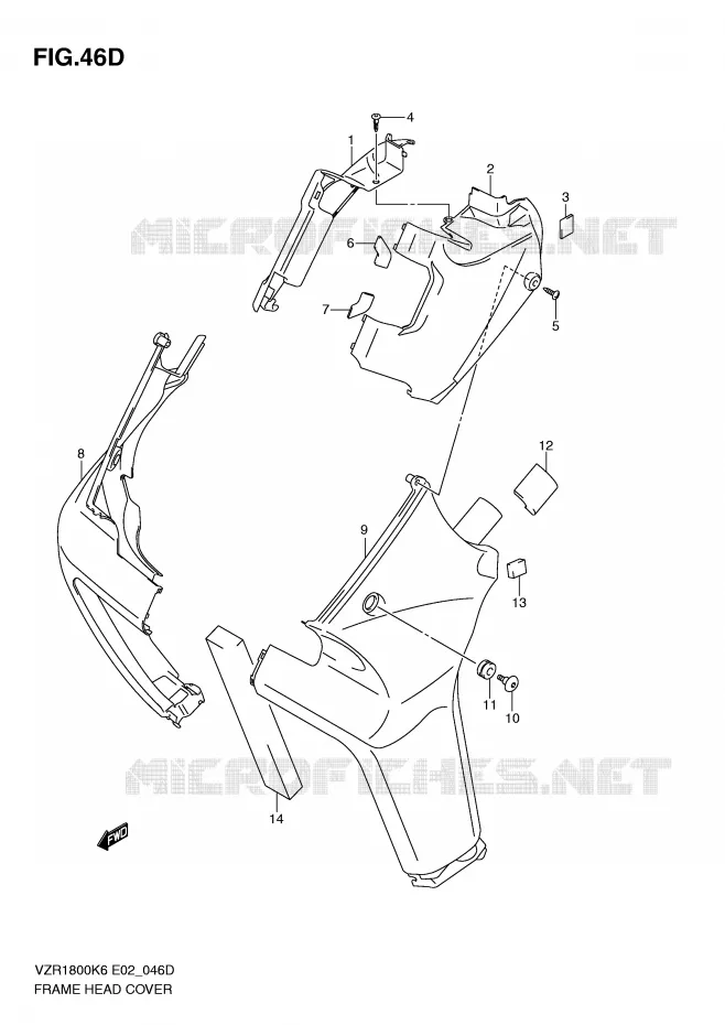 COUVERCLES DE CADRE AVANT (VZR1800L0/UFL0) Suzuki MOTO 1800 INTRUDER 2007  VZR1800ZU2K7(E2)