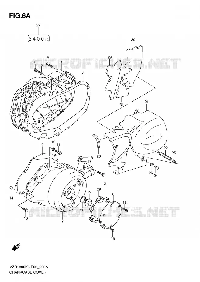 COUVERCLES DE CARTERS (MODEL K8/K9) Suzuki MOTO 1800 INTRUDER 2007  VZR1800ZU2K7(E2)