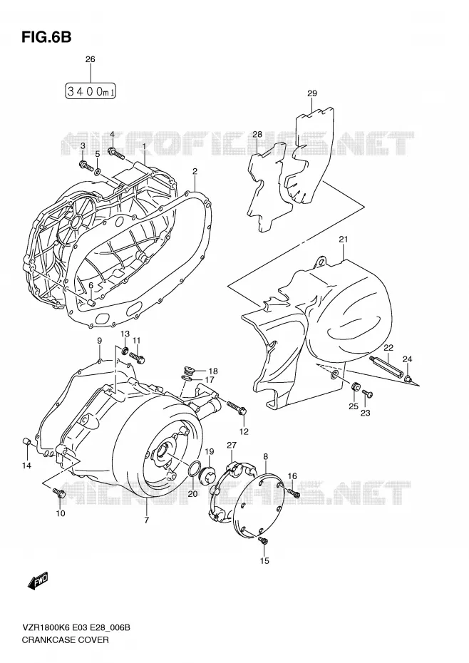 COUVERCLES DE CARTERS (MODEL L0) Suzuki MOTO 1800 INTRUDER 2009  VZR1800NK9(E3/E28)