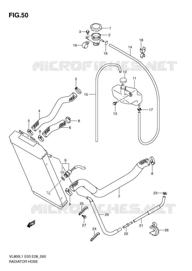 DURITE DE RADIATEUR Suzuki MOTO 800 VOLUSIA 2011  VL800TL1(E3/E28)