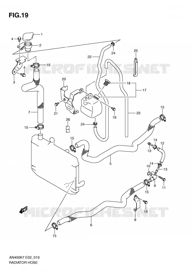 DURITE DE RADIATEUR Suzuki SCOOTER 400 BURGMAN 2010  AN400ZAL0(E2)