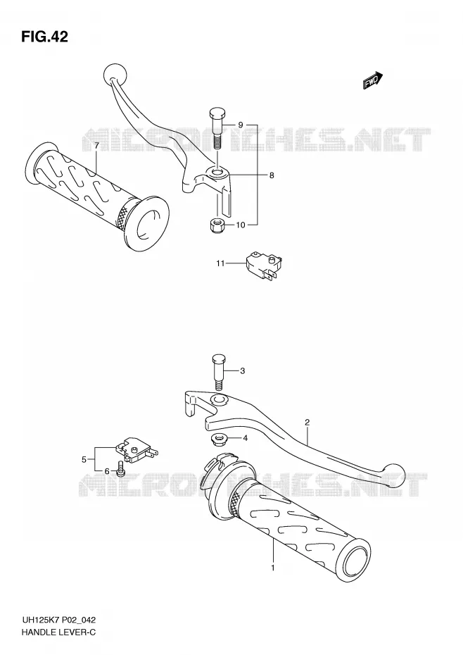 ENSEMBLE LEVIERS - POIGNEES Suzuki SCOOTER 125 BURGMAN 2012  UH125GL0(P2)