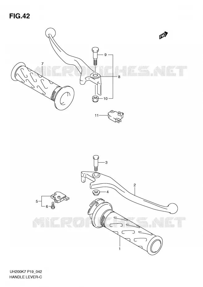 ENSEMBLE LEVIERS - POIGNEES Suzuki SCOOTER 200 BURGMAN 2008  UH200GK8(P19)