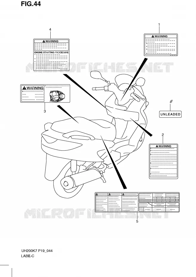ETIQUETTE Suzuki SCOOTER 200 BURGMAN 2007  UH200K7(P19)