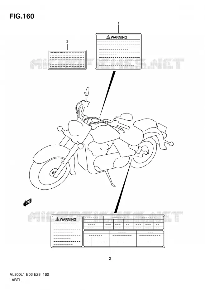 ETIQUETTE (VL800CL1 E33) Suzuki MOTO 800 VOLUSIA 2011  VL800TL1(E3/E28)