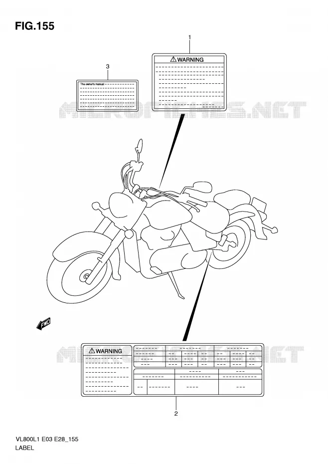 ETIQUETTE (VL800L1 E3) Suzuki MOTO 800 VOLUSIA 2011  VL800L1(E3/E28)