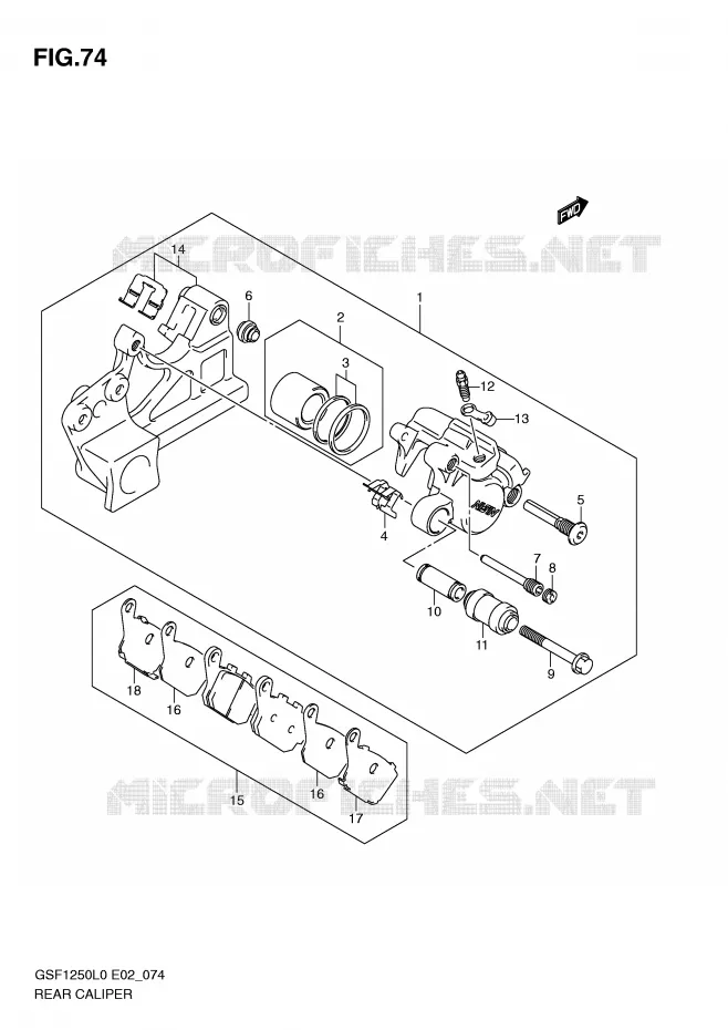 ETRIER DE FREIN ARRIERE (GSF1250AL0) Suzuki MOTO 1250 BANDIT 2010  GSF1250AL0(E2)