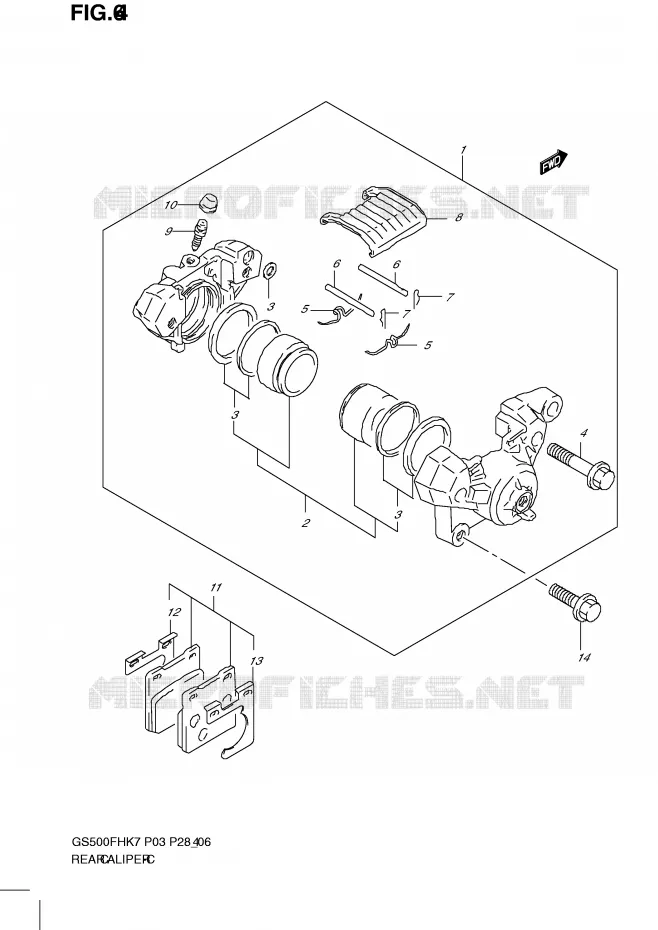 ETRIER DE FREIN ARRIERE Suzuki MOTO 500 GS-F 2007  GS500FHK7(P3)
